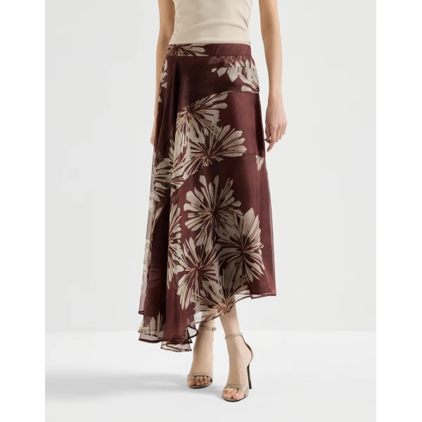Brunello Cucinelli Bloom print fluid skirt, view 2