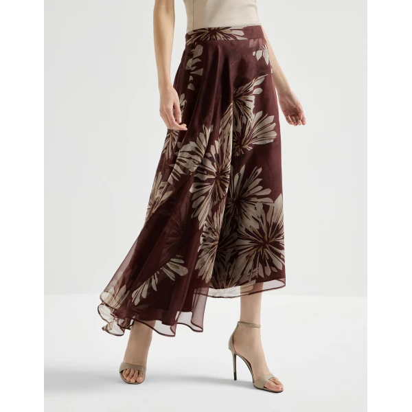 Brunello Cucinelli Bloom print fluid skirt, view 5