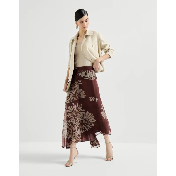 Brunello Cucinelli Bloom print fluid skirt, view 6