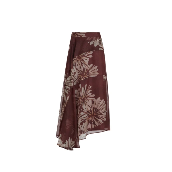 Brunello Cucinelli Bloom print fluid skirt