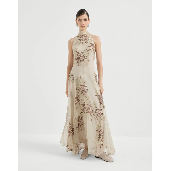 Brunello Cucinelli Bloom print organza dress, view 2