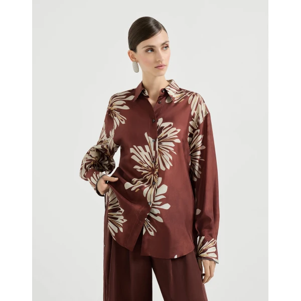 Brunello Cucinelli Bloom print pongee shirt, view 2