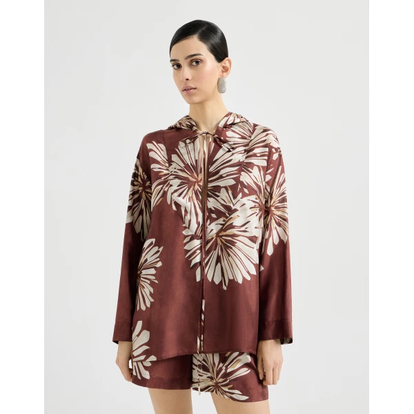 Brunello Cucinelli Bloom print pongee shirt, view 2