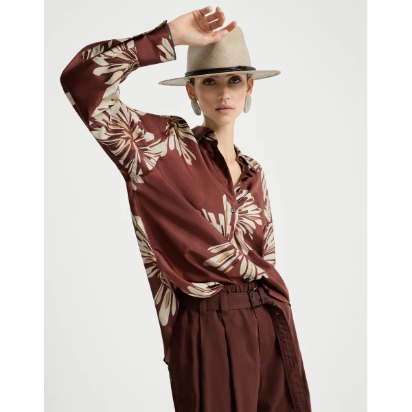 Brunello Cucinelli Bloom print pongee shirt, view 5