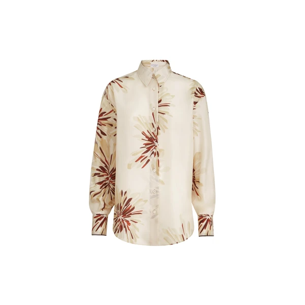 Brunello Cucinelli Bloom print pongee shirt