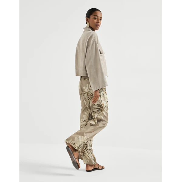 Brunello Cucinelli Bloom print pongee trousers, view 5