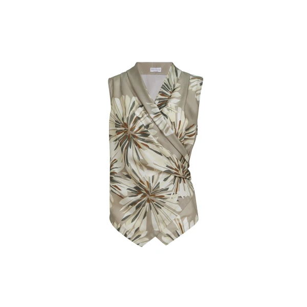 Brunello Cucinelli Bloom print pongee vest