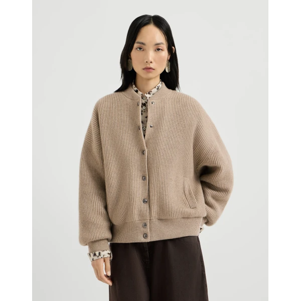 Brunello Cucinelli Bomber jacket with padding in Cashmere Beige, view 2