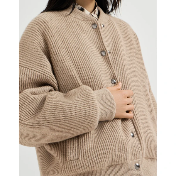 Brunello Cucinelli Bomber jacket with padding in Cashmere Beige, view 4