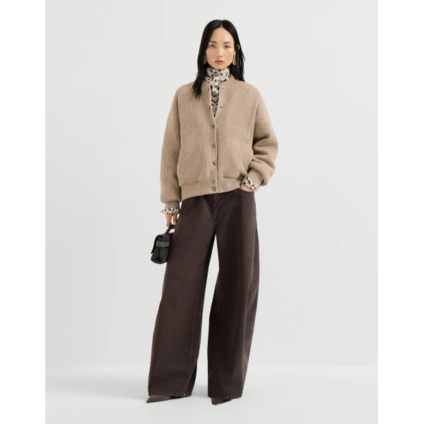 Brunello Cucinelli Bomber jacket with padding in Cashmere Beige, view 6