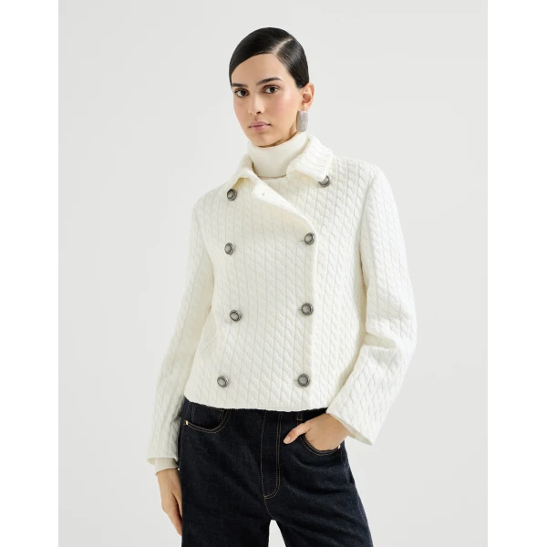 Brunello Cucinelli Cable knit blazer in White, view 2
