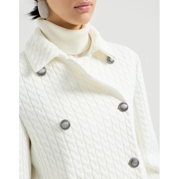 Brunello Cucinelli Cable knit blazer in White, view 4