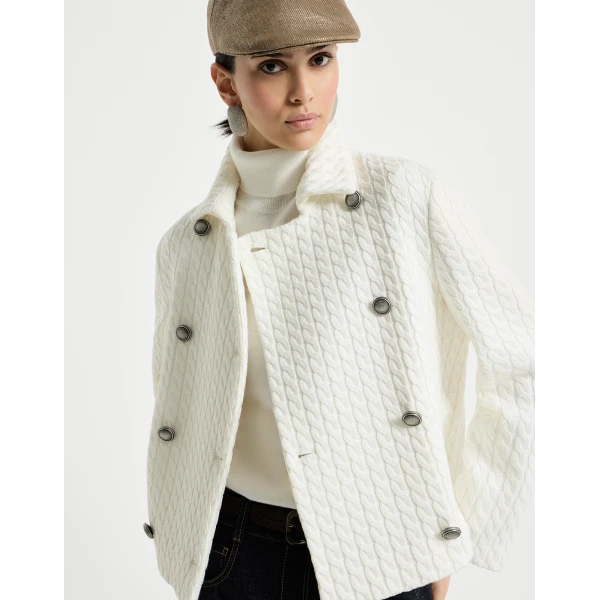 Brunello Cucinelli Cable knit blazer in White, view 5