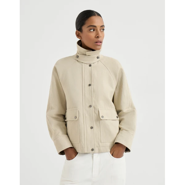 Brunello Cucinelli Canvas outerwear jacket in Beige, view 2