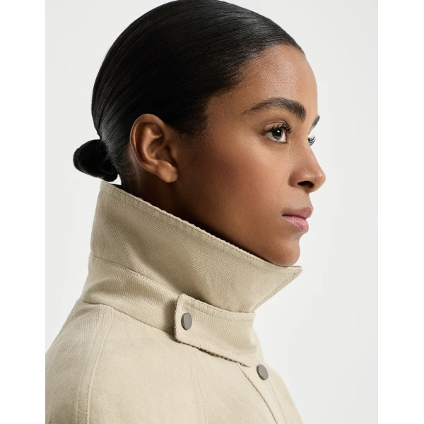 Brunello Cucinelli Canvas outerwear jacket in Beige, view 4