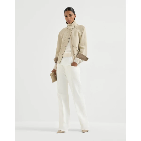 Brunello Cucinelli Canvas outerwear jacket in Beige, view 6