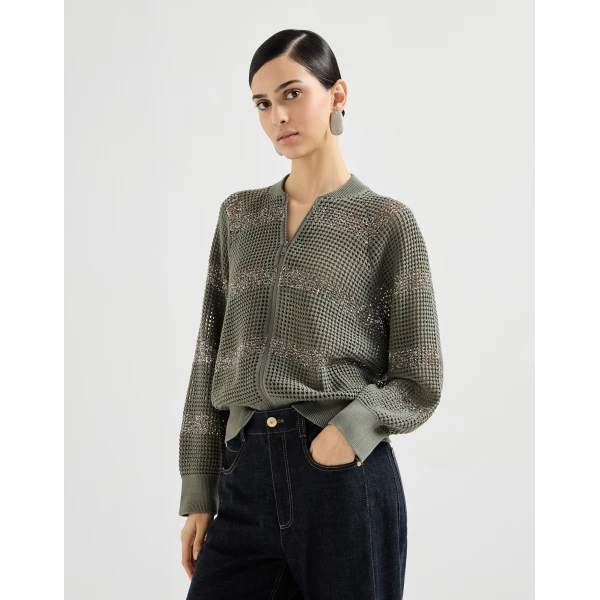 Brunello Cucinelli Cardigan with dazzling stripes, view 2