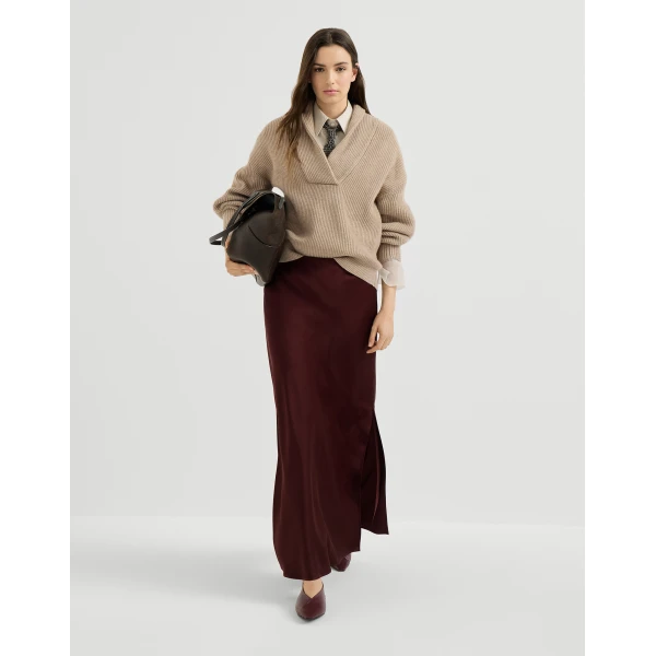 Brunello Cucinelli Cashmere English rib sweater in Cashmere Beige, view 6