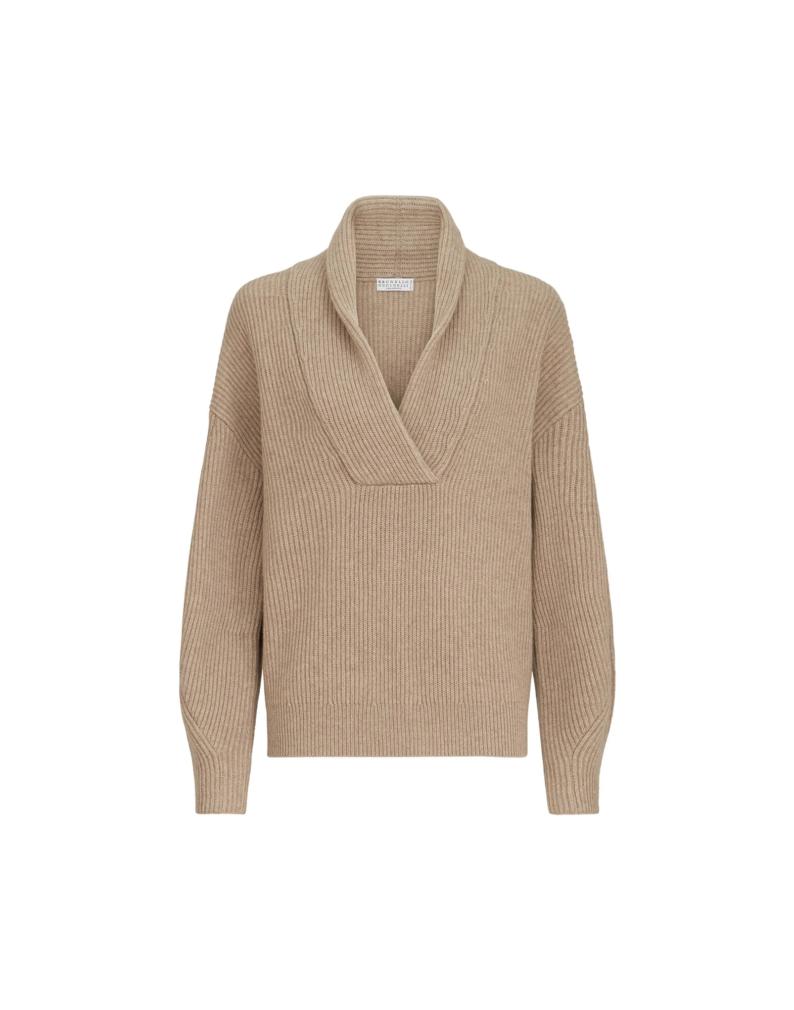Cashmere English rib sweater in Cashmere Beige