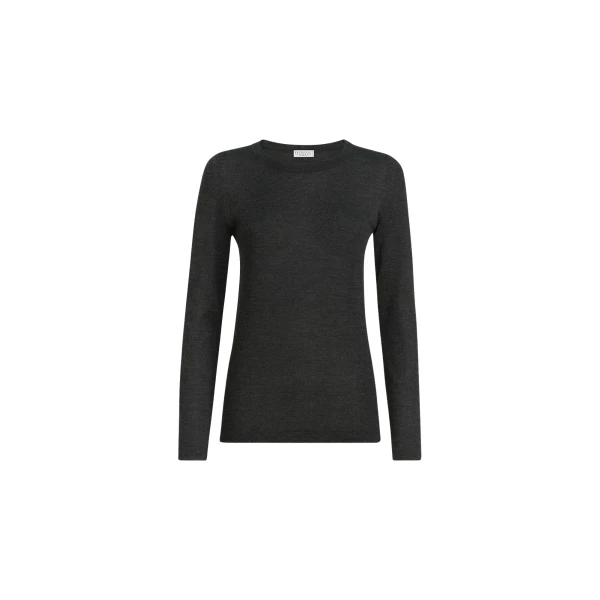 Brunello Cucinelli Cashmere and silk lightweight sweater in Anthracite