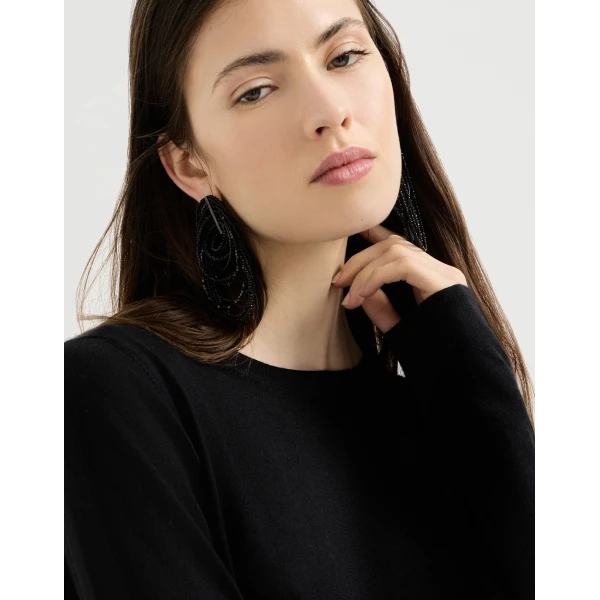 Brunello Cucinelli Cashmere and silk lightweight sweater in Black, view 4