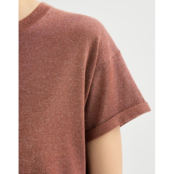 Brunello Cucinelli Cashmere and silk lightweight sweater in Firebrick, view 4