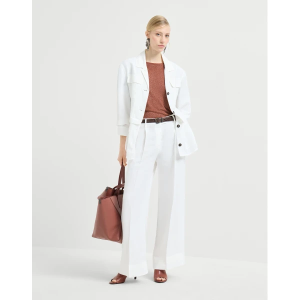 Brunello Cucinelli Cashmere and silk lightweight sweater in Firebrick, view 6