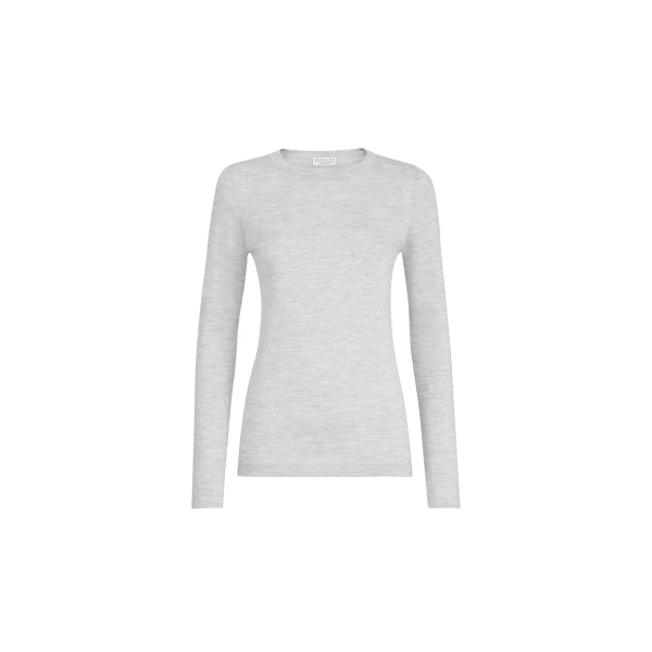Brunello Cucinelli Cashmere and silk lightweight sweater in Light Grey