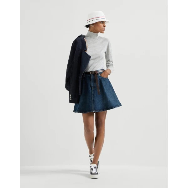 Brunello Cucinelli Cashmere and silk sweater in Light Grey, view 6