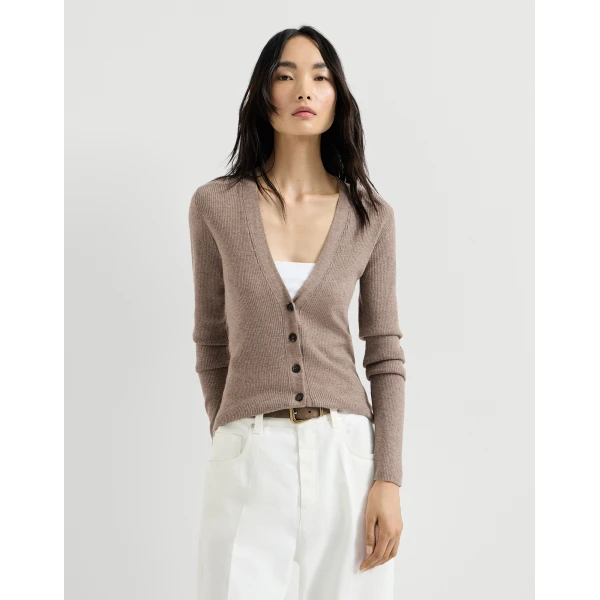 Brunello Cucinelli Cashmere cardigan in Light Brown, view 2