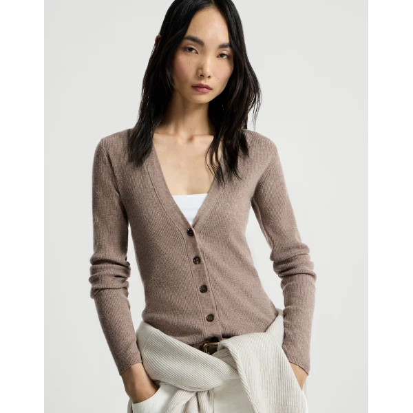 Brunello Cucinelli Cashmere cardigan in Light Brown, view 5