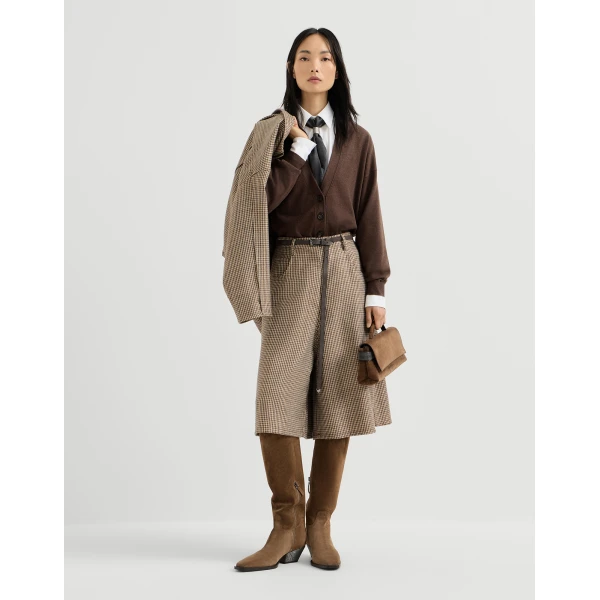 Brunello Cucinelli Cashmere cardigan with monili in Pine Cone Brown, view 6