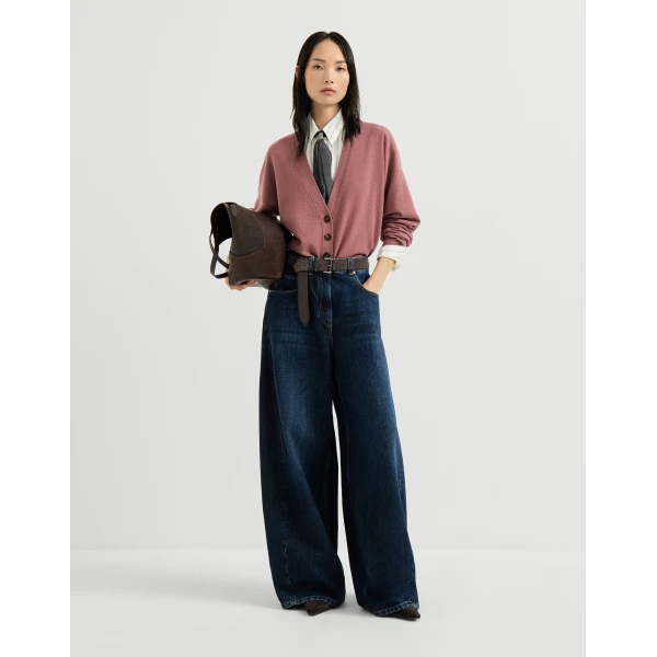 Brunello Cucinelli Cashmere cardigan with monili in Purple, view 6