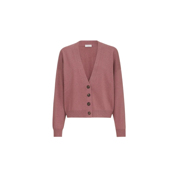 Brunello Cucinelli Cashmere cardigan with monili in Purple