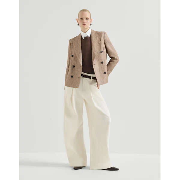 Brunello Cucinelli Cashmere knit T-shirt in Pine Cone Brown, view 6