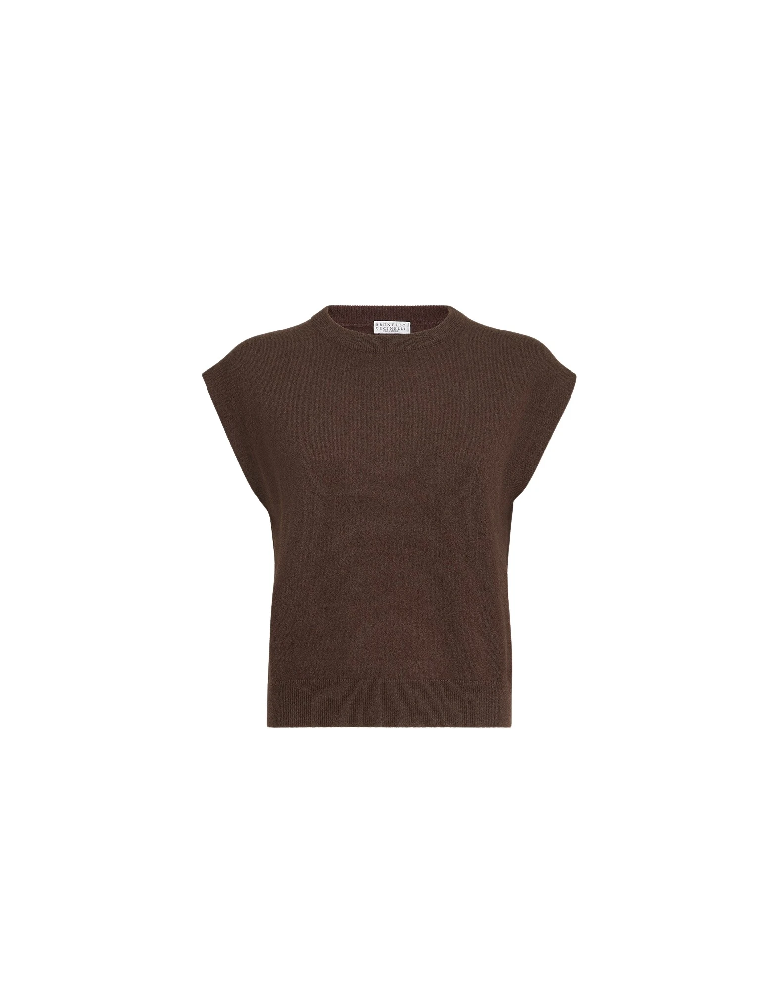 Brunello Cucinelli Cashmere knit T-shirt in Pine Cone Brown