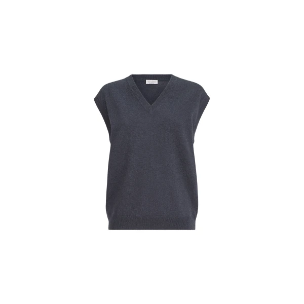Brunello Cucinelli Cashmere knit vest in Blue