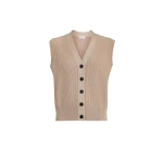 Brunello Cucinelli Cashmere knit vest in Light Brown
