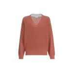 Brunello Cucinelli Cashmere net sweater in Orange