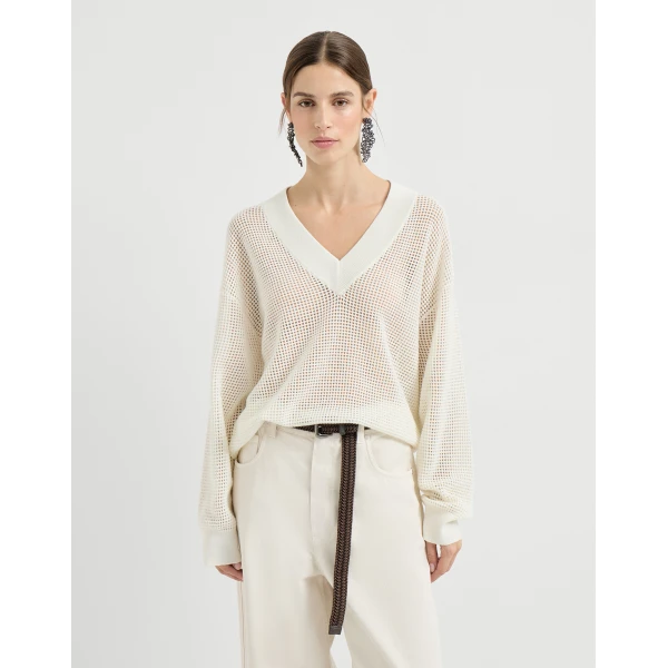Brunello Cucinelli Cashmere net sweater in Panama, view 2