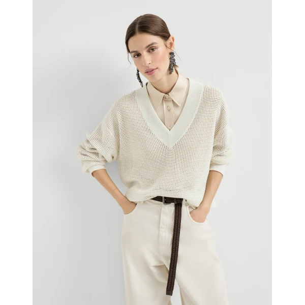 Brunello Cucinelli Cashmere net sweater in Panama, view 5