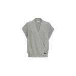 Brunello Cucinelli Cashmere rib wrap cardigan in Grey