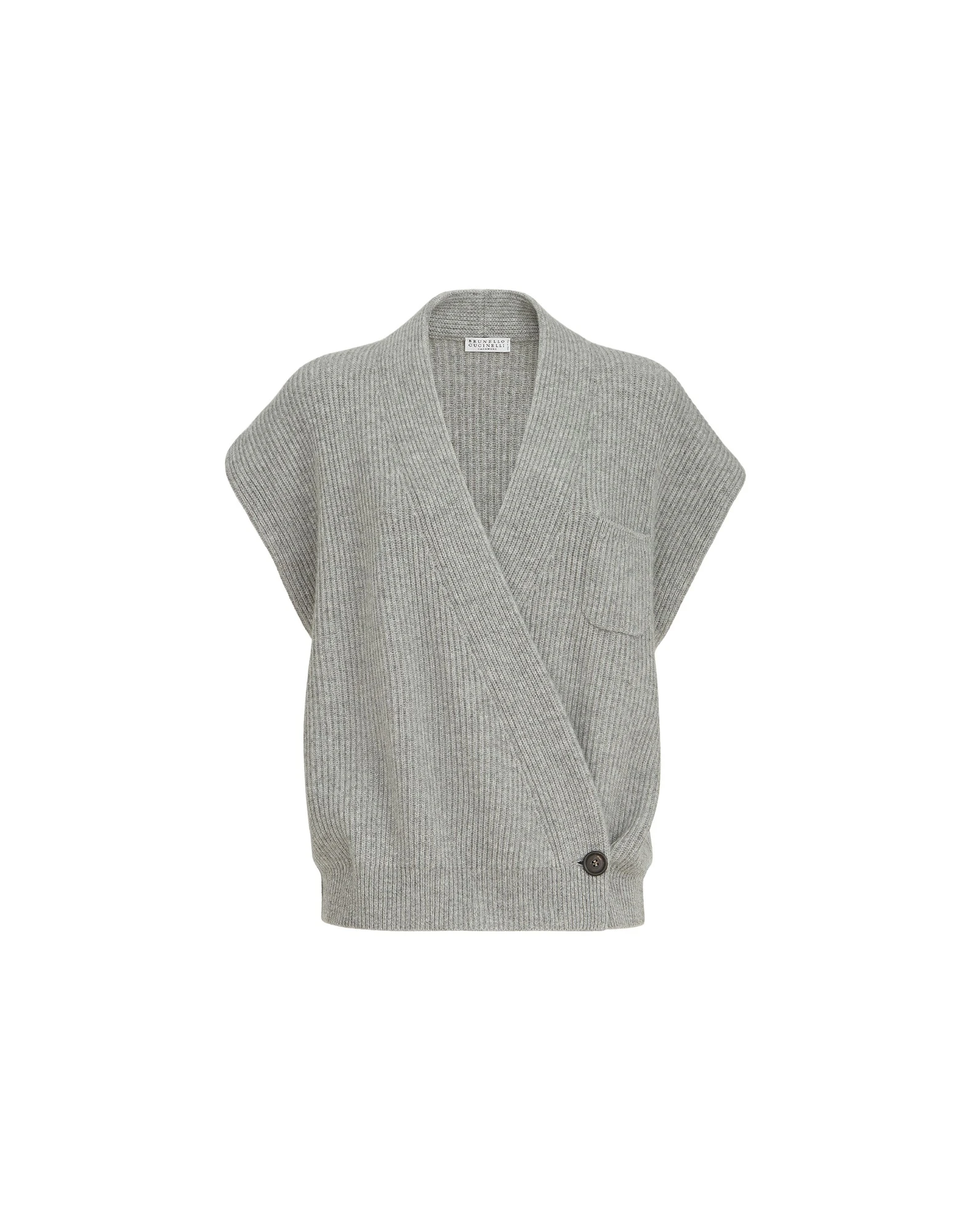 Cashmere rib wrap cardigan in Grey