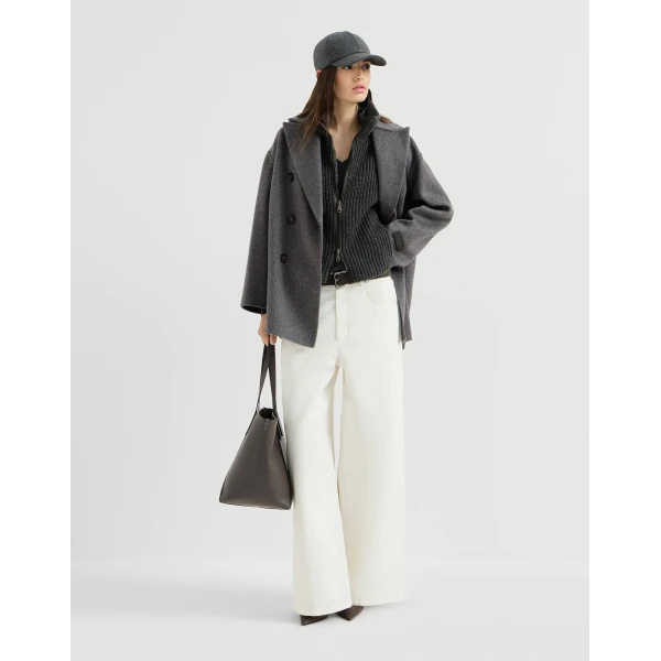 Brunello Cucinelli Cashmere sweater with monili in Lignite Grey, view 6
