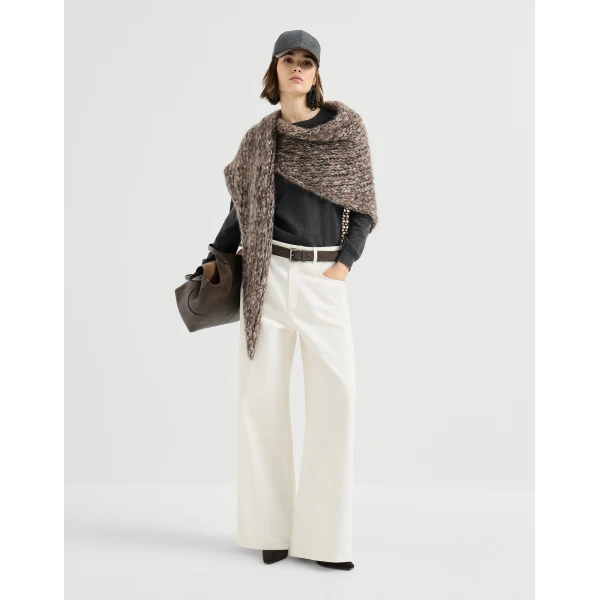 Brunello Cucinelli Cashmere sweater with monili in Lignite Grey, view 6