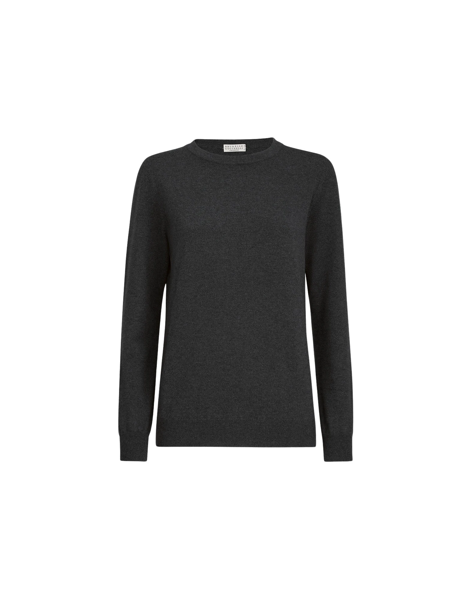 Brunello Cucinelli Cashmere sweater with monili in Lignite Grey