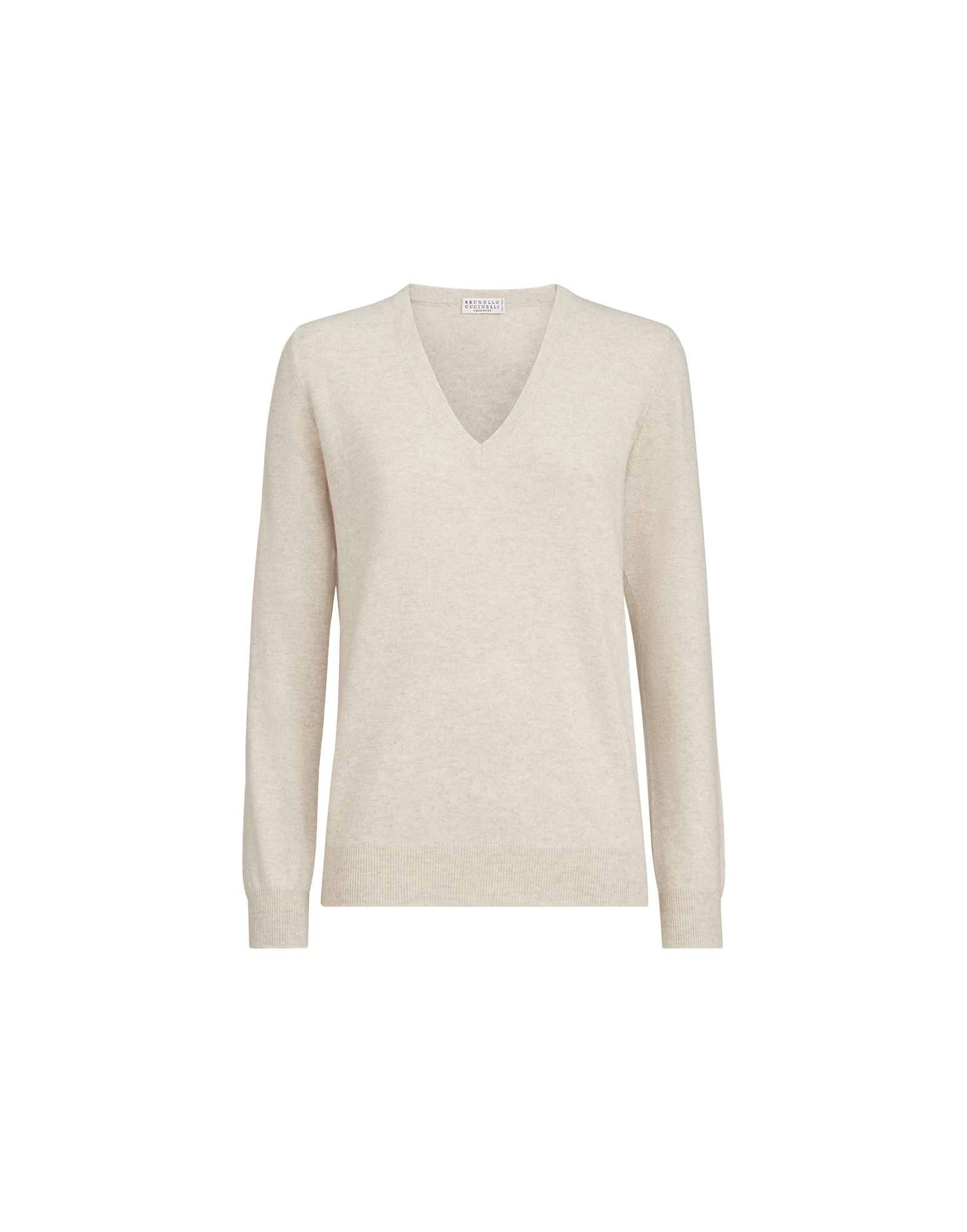 Brunello Cucinelli Cashmere sweater with monili in Oat