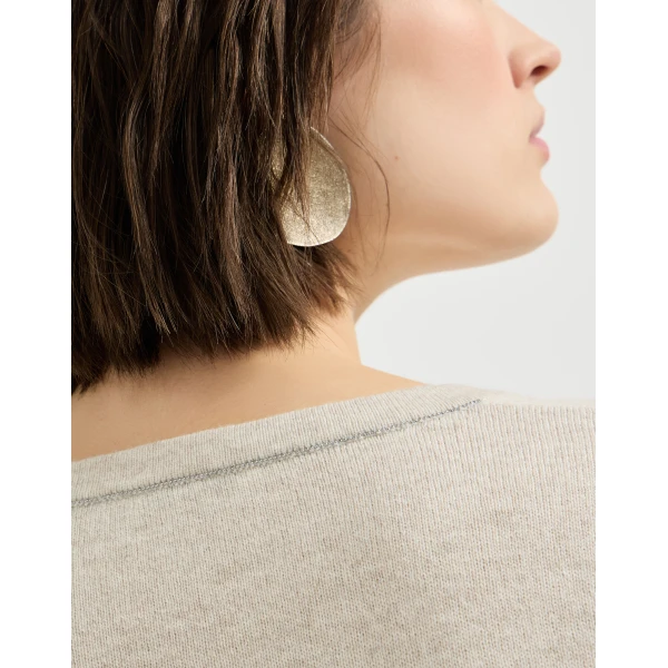 Brunello Cucinelli Cashmere sweater with monili in Oat, view 4