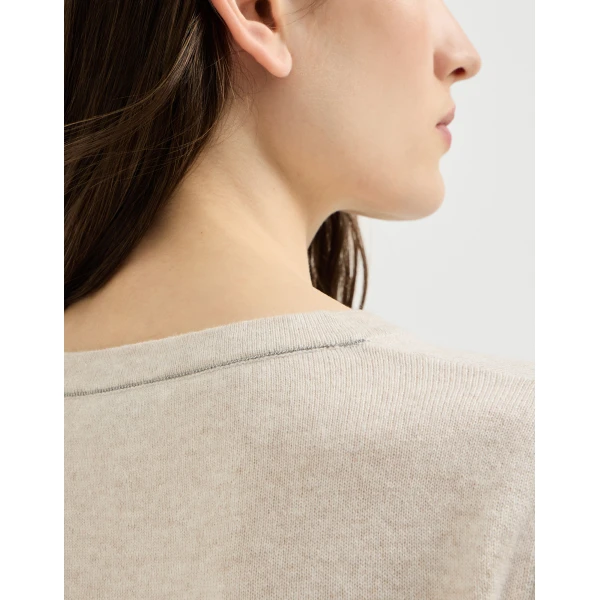Brunello Cucinelli Cashmere sweater with monili in Oat, view 4