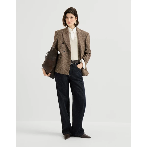 Brunello Cucinelli Cashmere sweater with monili in Oat, view 6